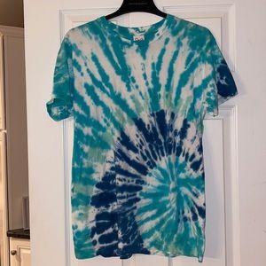 Anthropologie Letluv Blue Tie Dye Oversized Tee Size Small